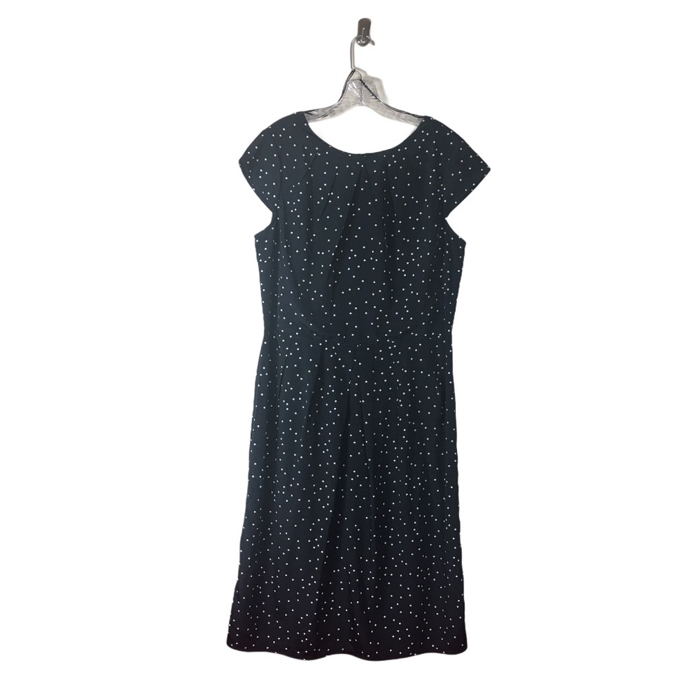 Long Tall Sally cap sleeve polka dot printed  round neck black dress size 12